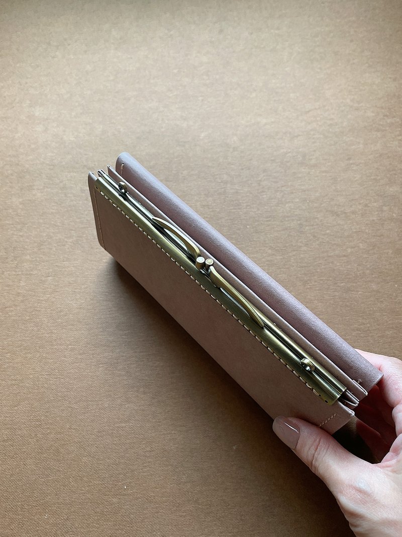 - 紙皮革口金長夾 /-*乾燥裸粉*2025新品*素食紙皮革 - 錢包/皮夾/長短夾 - 紙 