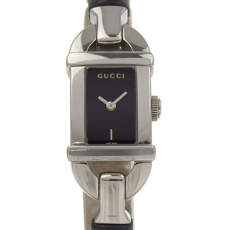 【日本直送】グッチ GUCCI バングル 腕時計 6800L SS × バンブー クオーツ アナログ表示 黒文字盤 レディース【中古】 - 女錶 - 不鏽鋼 黑色