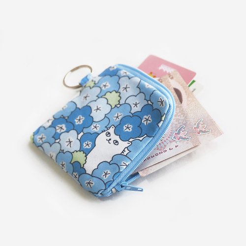 Tanjaicraft Canvas Polyester Coin Pouch L Shape Blue 10.5x10 cm.