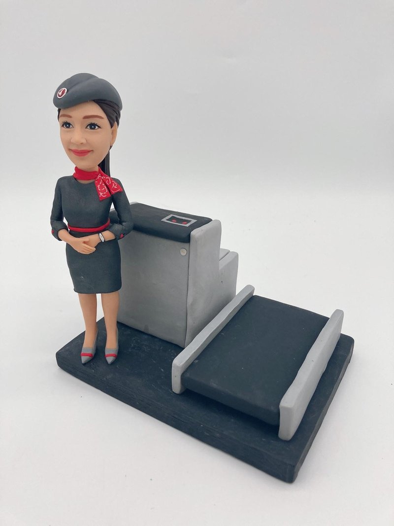 Airport trade association scene ground crew stewardess doll retirement gift airline gift - Pottery & Glasswork - Clay Multicolor