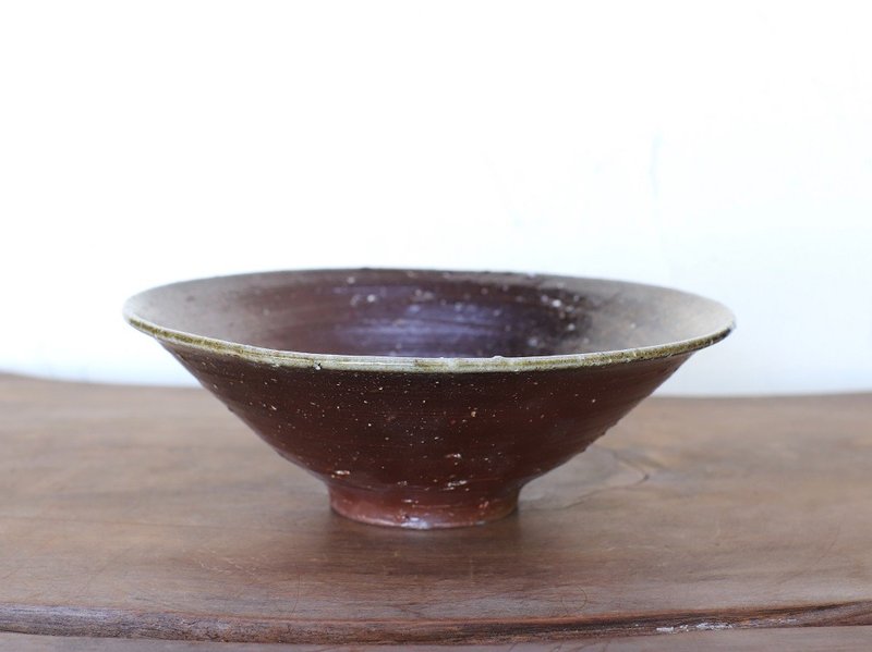 備前焼 鉢ろくろ目(18cm)　hc3-011 - 盤子/餐盤/盤架 - 陶 咖啡色