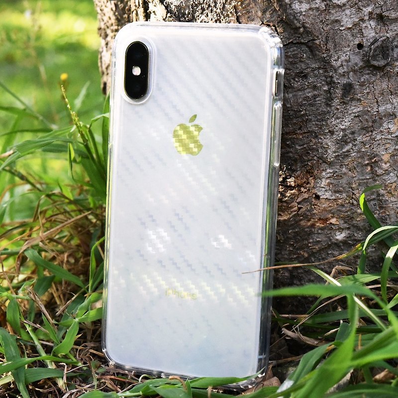 Ice crystal anti-drop soft shell [carbon fiber grid] iPhone / Samsung series mobile phone case protective shell - Phone Cases - Plastic Transparent