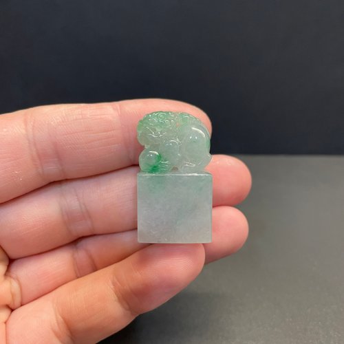 元元圓滾滾 水晶手鍊 瀚玉珠寶 天然翡翠 冰種金絲綠貔貅印章 印紐 玉印 緬甸玉印章