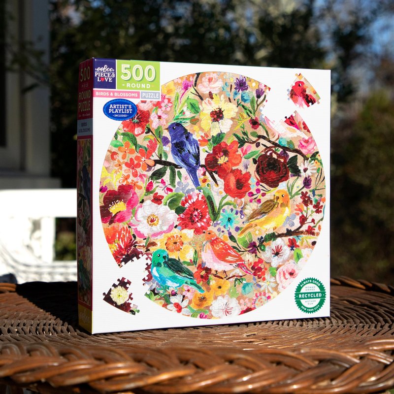 eeBoo 500片圓形拼圖 - 花團錦簇 Birds & Blossoms Piece Round - 拼圖 - 紙 多色