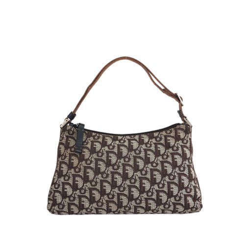 ChristianDior トロッターハンドバッグ レザー ジャガード 日本直送 名牌中古包 】Christian Dior クリスチャン ディオール