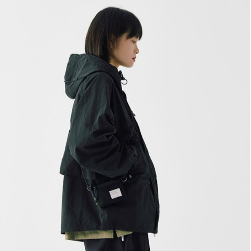 Black 2 colors into the early autumn Japanese casual retro assault jacket neutral tooling hooded jacket S-2XL - Women's Casual & Functional Jackets - Other Man-Made Fibers Black