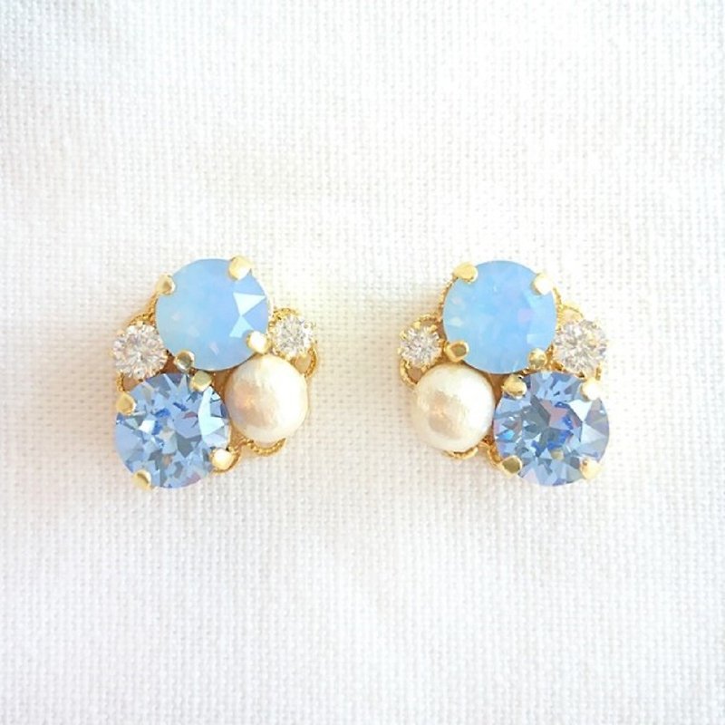Blue Bijou earrings - ピアス・イヤリング - 金属 ブルー