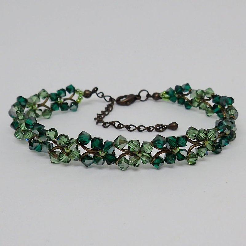 bracelet, butterfly, Emerald SATIN - สร้อยข้อมือ - แก้ว สีเขียว