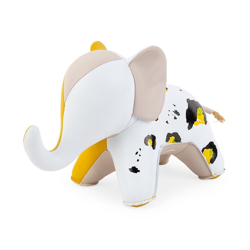 Zuny - Elephant Abby (Yellow-Leopard) - Bookend - Items for Display - Faux Leather Multicolor