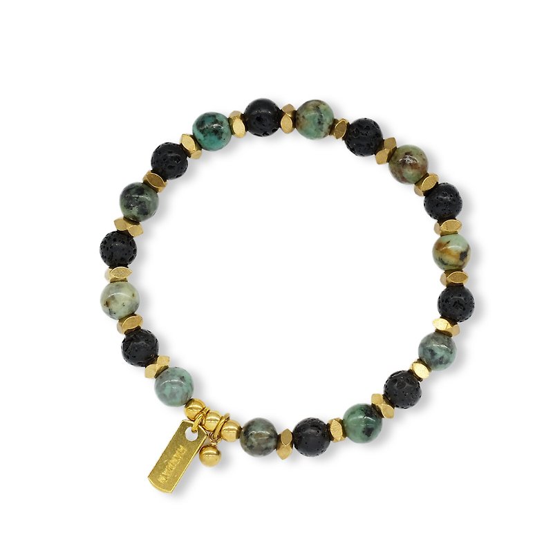 String Series Brass Volcanic African Turquoise Bracelet Natural Mineral Crystal - Bracelets - Jade Green