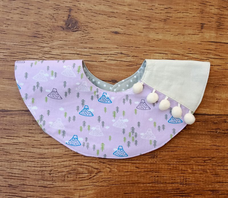 圍兜 口水巾－紫色小山丘 - 圍兜/口水巾 - 棉．麻 紫色
