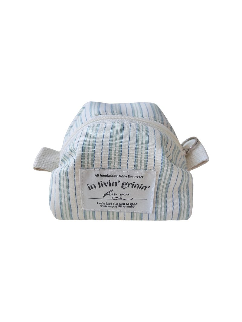 vintage stripe pouch S_mint - 化妝包/收納袋 - 其他人造纖維 綠色