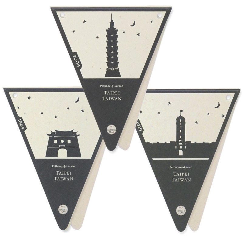 選べる3点セット 吊るせる三角ガーランドギフトカード - P+L台北シティ記念（再生紙） - はがき・メッセージカード - 紙 カーキ