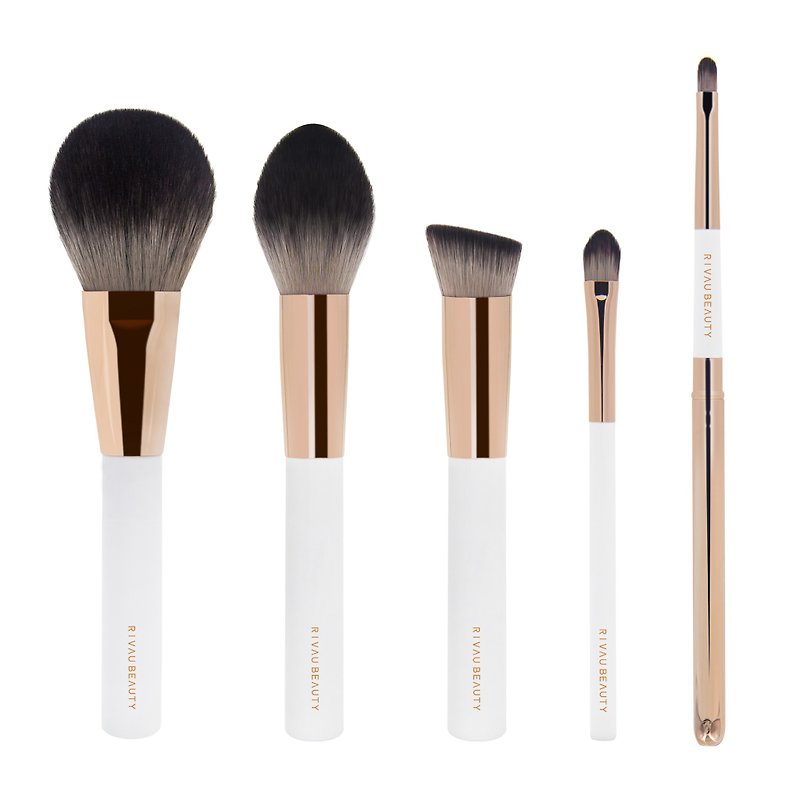 Minimalist White Brush Set-Face Brush Set of 5 I Brush Set Powder Brush Blush Brush Foundation - Makeup Brushes - Other Materials White