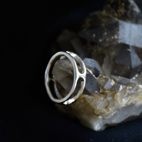S-JEWELRY首飾店 S925銀 原創設計極簡幾何圓形框架純銀戒指