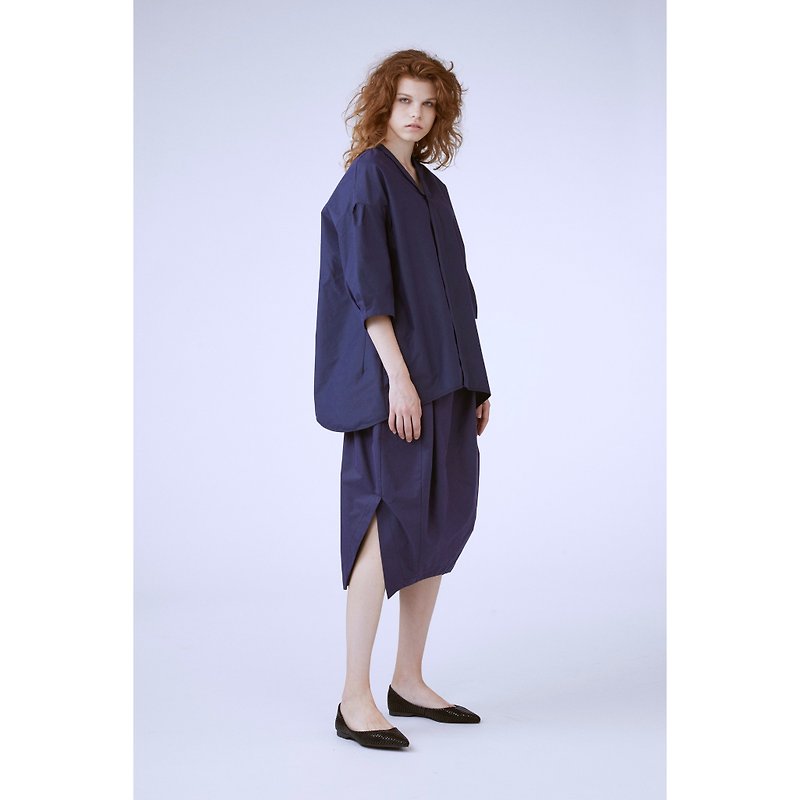 1702B0508 (V collar coat) - Women's Tops - Cotton & Hemp 