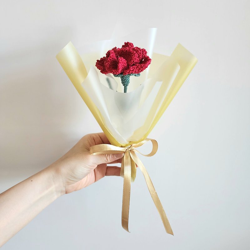 Carnation single bouquet - ช่อดอกไม้แห้ง - ผ้าฝ้าย/ผ้าลินิน สีแดง
