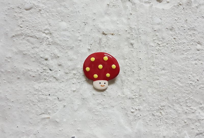 Mushroom pal ceramic pins - Brooches - Pottery Red