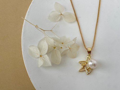Athena珍珠設計 逃跑的星 Akoya 海水珍珠 純銀 吊墜 贈項鏈