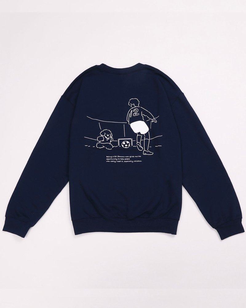 Soccer Sweat shirts Navy - 女上衣/長袖上衣 - 棉．麻 灰色