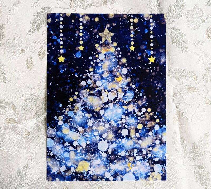 Christmas tree poster - โปสเตอร์ - กระดาษ สีน้ำเงิน