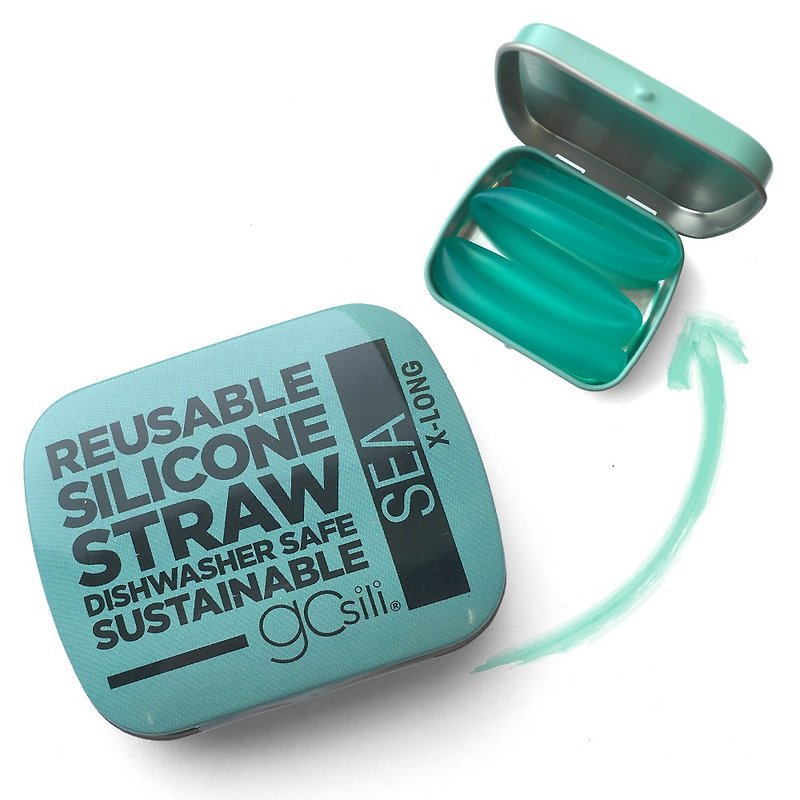 Eco-friendly straw pocket set (27cm)-grass green / American GoSili platinum Silicone straws - หลอดดูดน้ำ - ซิลิคอน สีเขียว