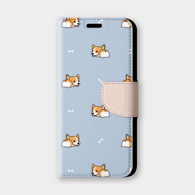 プレゼントのオススメ 可愛いおしりコーギー iPhoneケース レザーケース 保護ケース 携帯ケース PS092 - スマホケース・カバー - 合皮 ブルー
