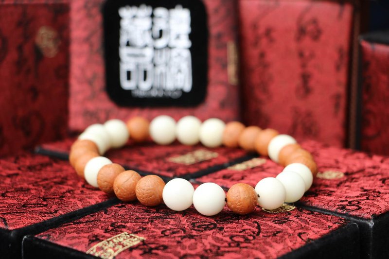 尼泊爾正統鳳眼菩提子 14mm 27顆 白玉菩提根 菩提子 佛珠 念珠 - 手鍊/手環 - 植物．花 