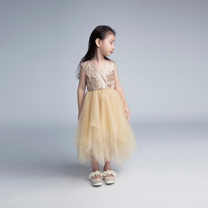 Gold Sequin Flower Dress / SS2016 - 童裝禮服 - 其他材質 