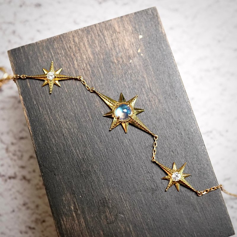 18K Moonstone Star Bracelet - Bracelets - Precious Metals Gold