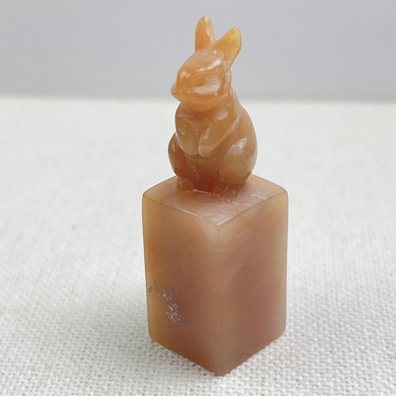 Customized hand-carved seal-|Laos stone rabbit 1.5x1.5 CM|Hand-carved seal - Stamps & Stamp Pads - Stone 