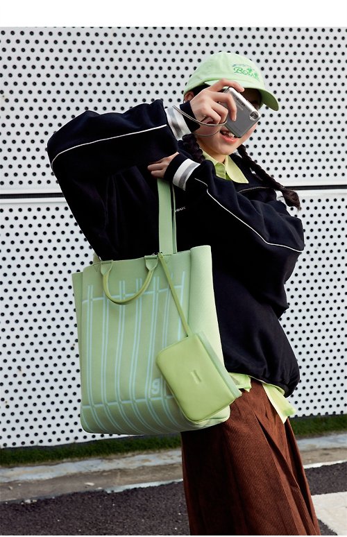 KUNOGIGI by WARM STUDIO 格紋綠 3色 織織包 竪版大容量雙面托特包 手提包肩背包 KUNOGIGI