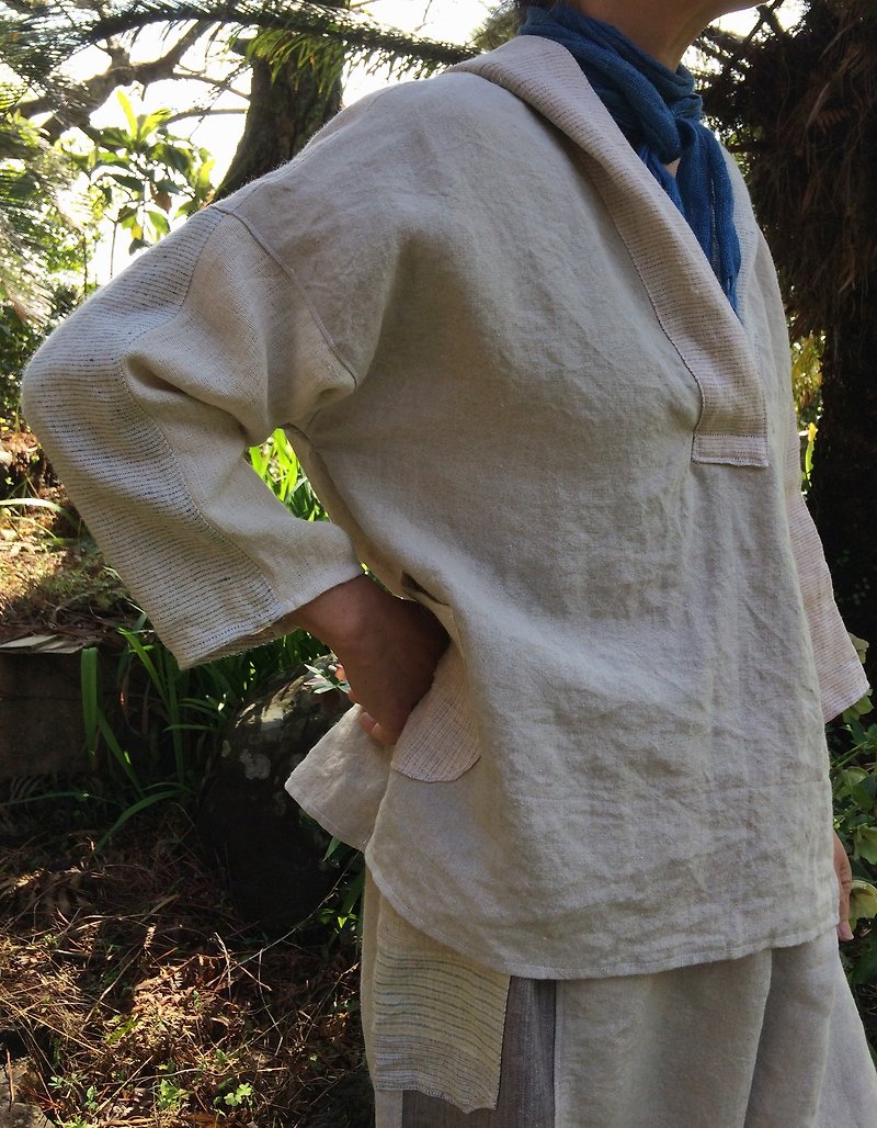 麻フード付きブラウス - 女裝 上衣 - 棉．麻 多色