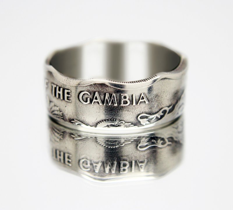 Gambia Coin Ring 1 dalasi 1998 coin rings for men coin rings for women - 戒指 - 其他金屬 