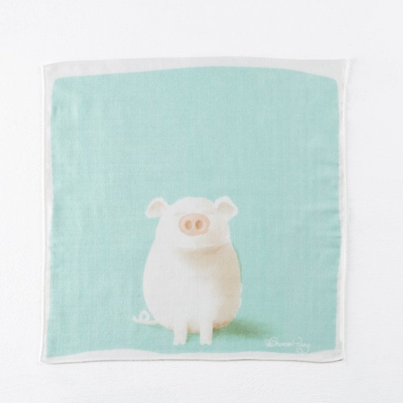 The pig is good at the towel. Water color - Handkerchiefs & Pocket Squares - Cotton & Hemp 