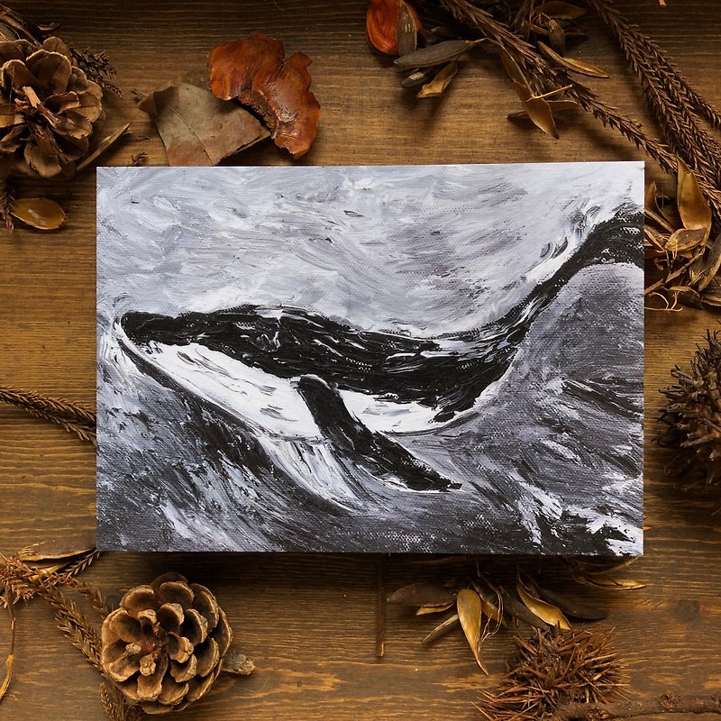 Whale postcard - การ์ด/โปสการ์ด - กระดาษ สีเทา