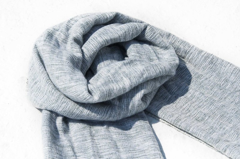 純羊毛披巾/針織圍巾/針織披巾/蓋毯/純羊毛圍巾/羊毛披巾-石頭 - 絲巾 - 羊毛 灰色