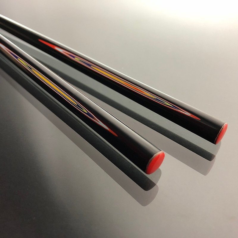 手工漆器筷子 線條 (紅藍色/一生一筷) - 筷子/筷架 - 木頭 紅色