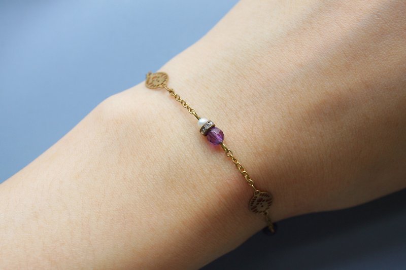 Lace Deep purple Amethyst - bracelet - สร้อยข้อมือ - ทองแดงทองเหลือง สีม่วง