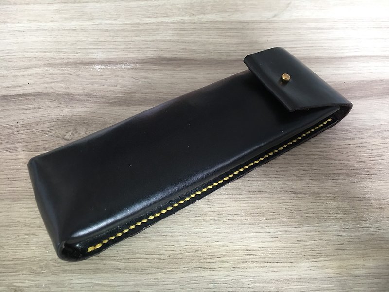 JM handmade leather pen bag - Pencil Cases - Genuine Leather Black