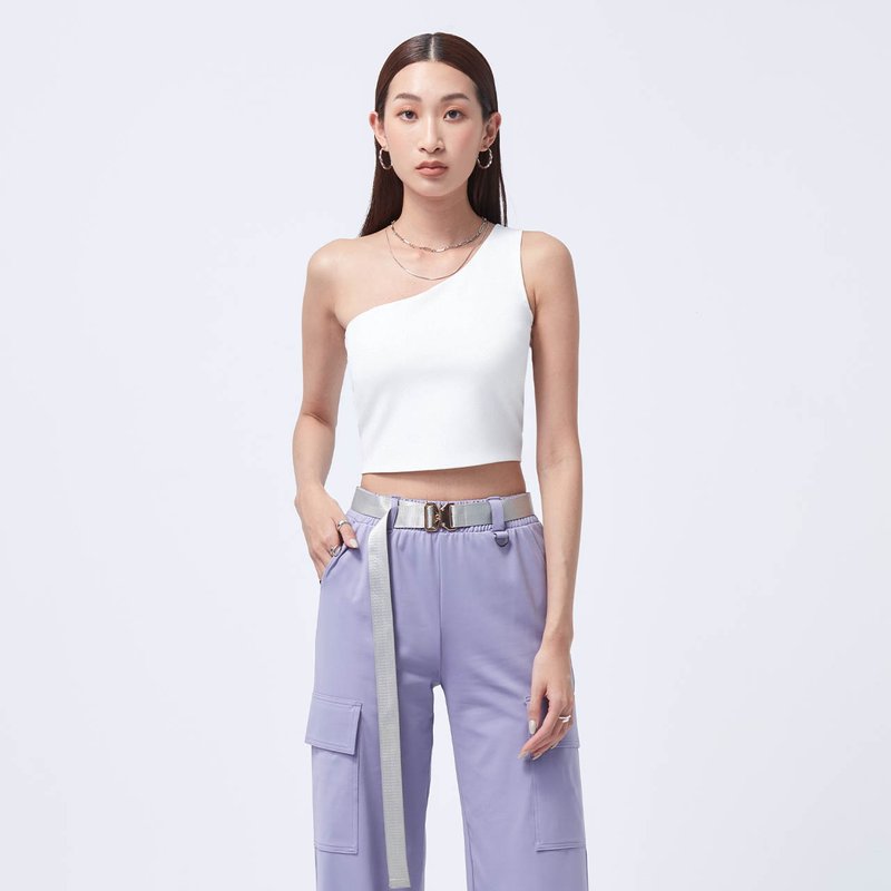 COZEE-單肩Bra Top-香檳白 - 運動衫/上衣 - 聚酯纖維 白色