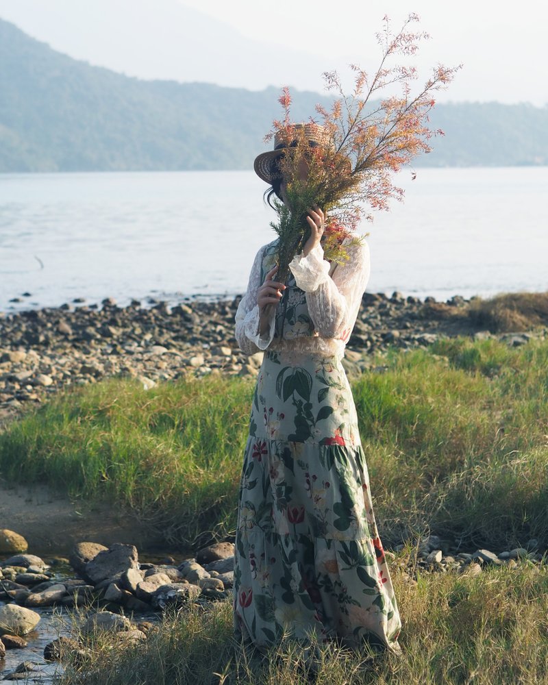 Printed half umbrella skirt - Skirts - Cotton & Hemp 