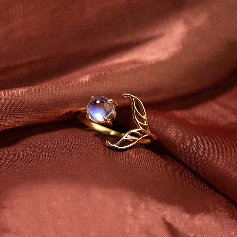 18K SOLID GOLD MOONSTONE DRESSING RING, OPEN RING - R 193 - General Rings - Semi-Precious Stones Transparent