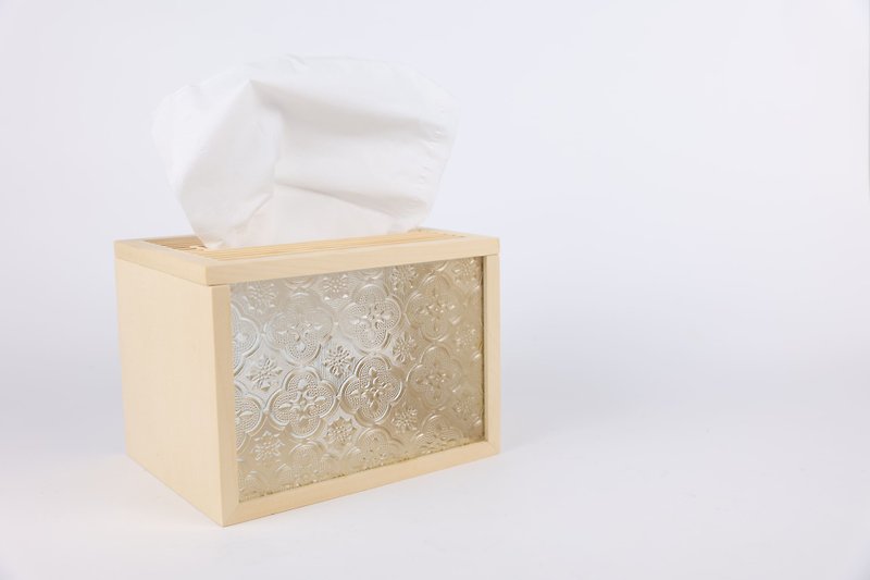 小型尺寸 - 海棠花衛生紙盒 / 熱銷款 - 面紙盒 - 木頭 透明