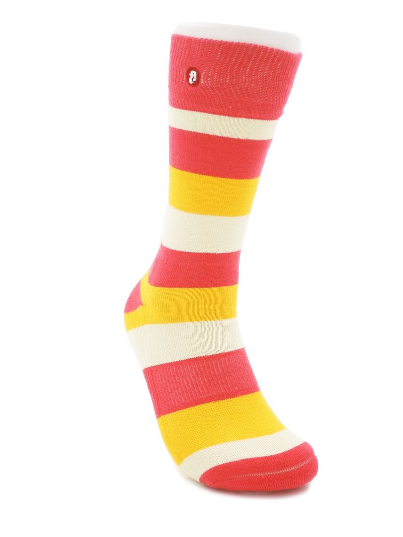 Hong Kong Design | Fool's Day knitting socks -3 Stripes Orange - ถุงเท้า - ผ้าฝ้าย/ผ้าลินิน สีส้ม