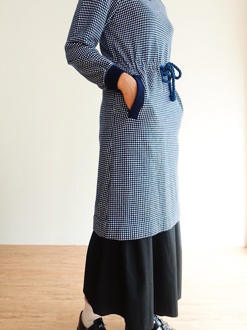 Vintage / 長袖洋裝 no.47 tk - 連身裙 - 聚酯纖維 藍色