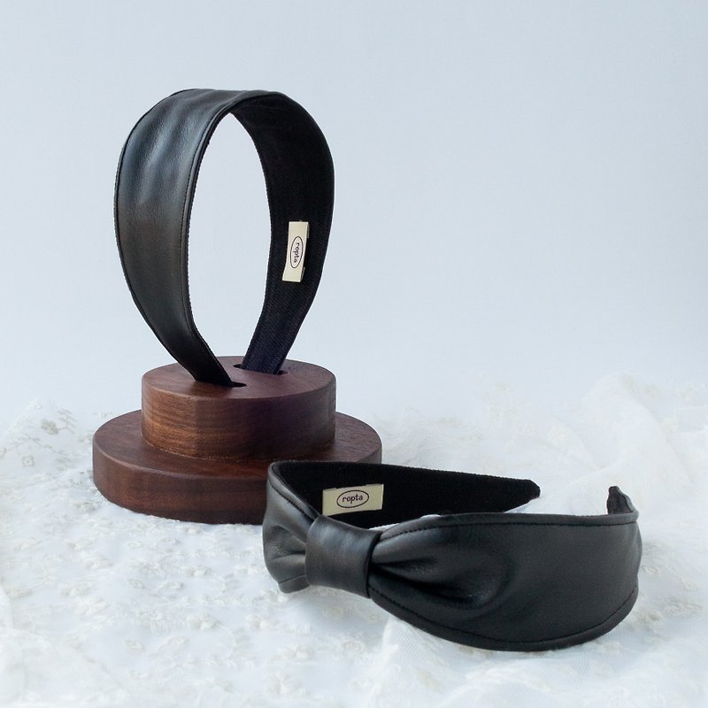 Soft glossy leather headband - Headbands - Other Materials Black