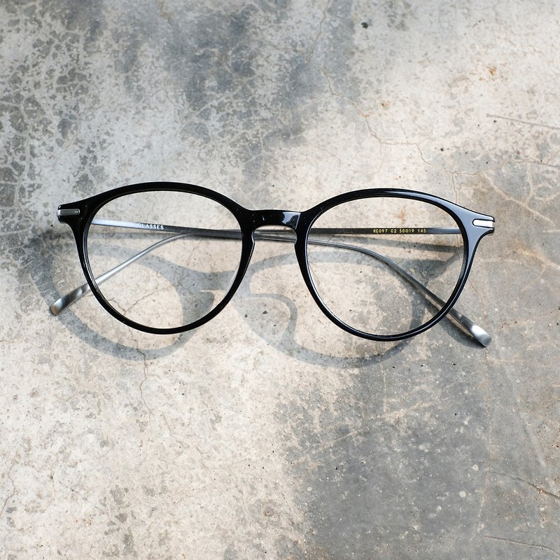 【目目商行】 韓國 新款 鈦金屬復古圓框 板材 鈦金屬腳 輕量鈦框 眼鏡 鏡框 - 眼鏡/眼鏡框 - 其他材質 黑色