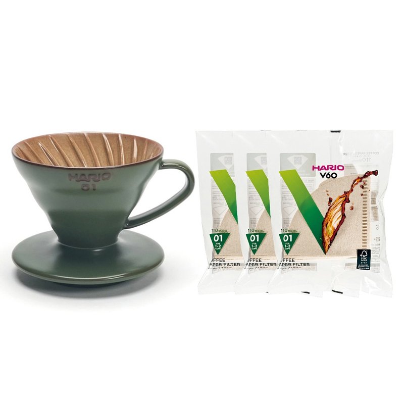 [HARIOx Pottery Workshop] V60 Blue Mei Tea 01 Huairu Filter Cup comes with 3 packs of filter paper - Coffee Pots & Accessories - Pottery 