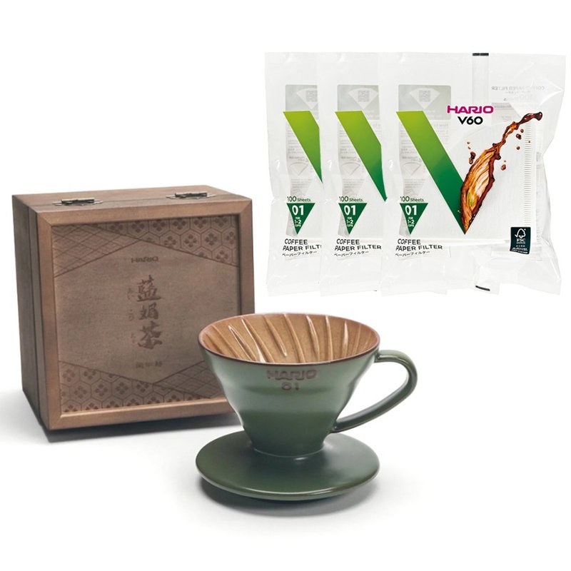 【HARIOx陶作坊】V60藍媚茶01懷汝濾杯 贈濾紙3包 - 咖啡壺/手沖壺 - 陶 